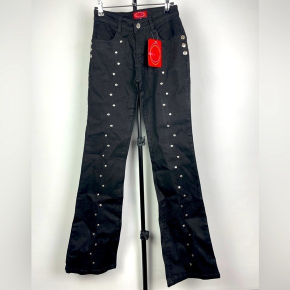 Milly Denim - Vintage Milly Jeans Black Studded Y2K  Bell Bottom Flared‎ Denim